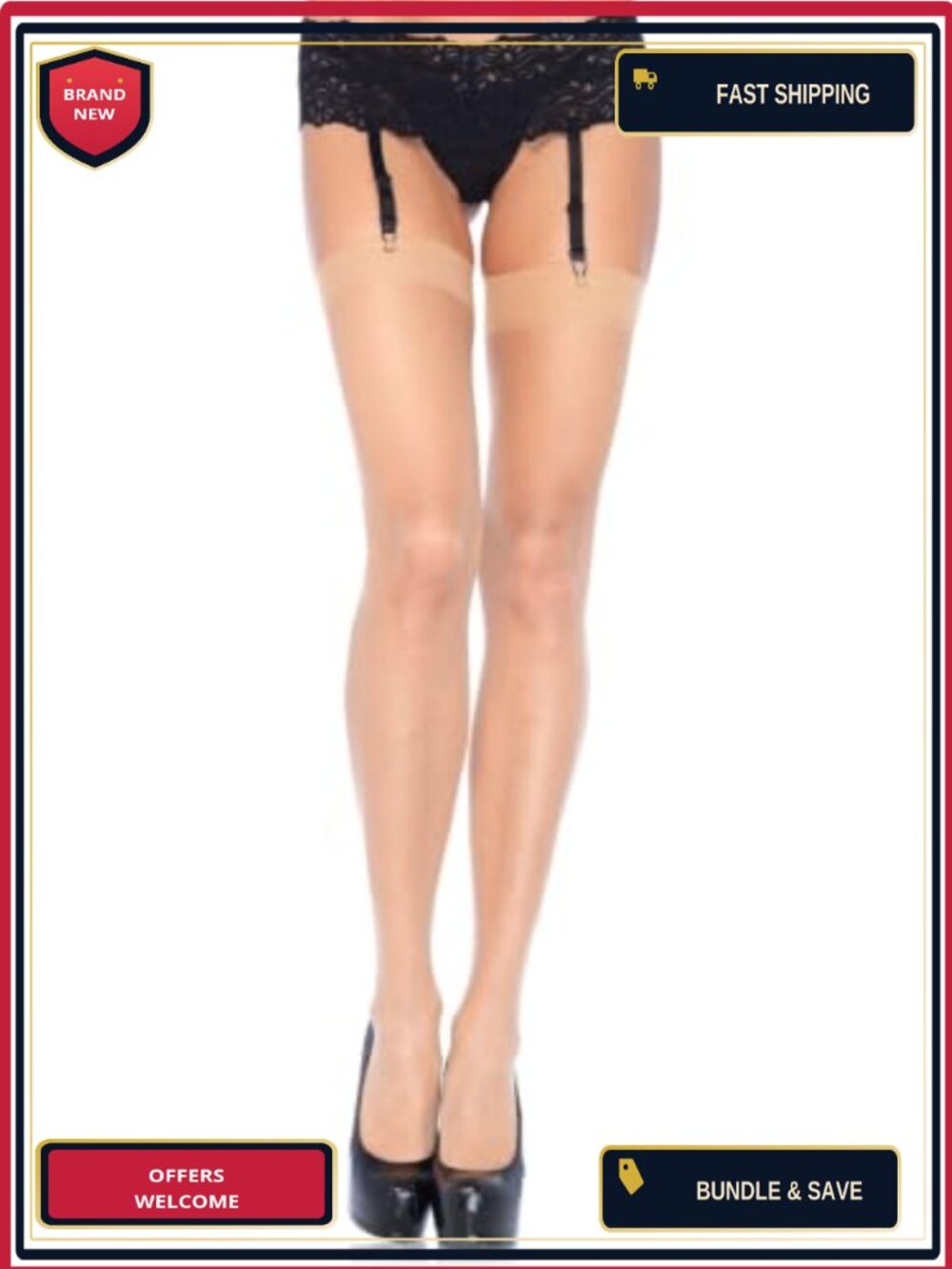 Sheer Spandex Thigh High Stockings Stay Up